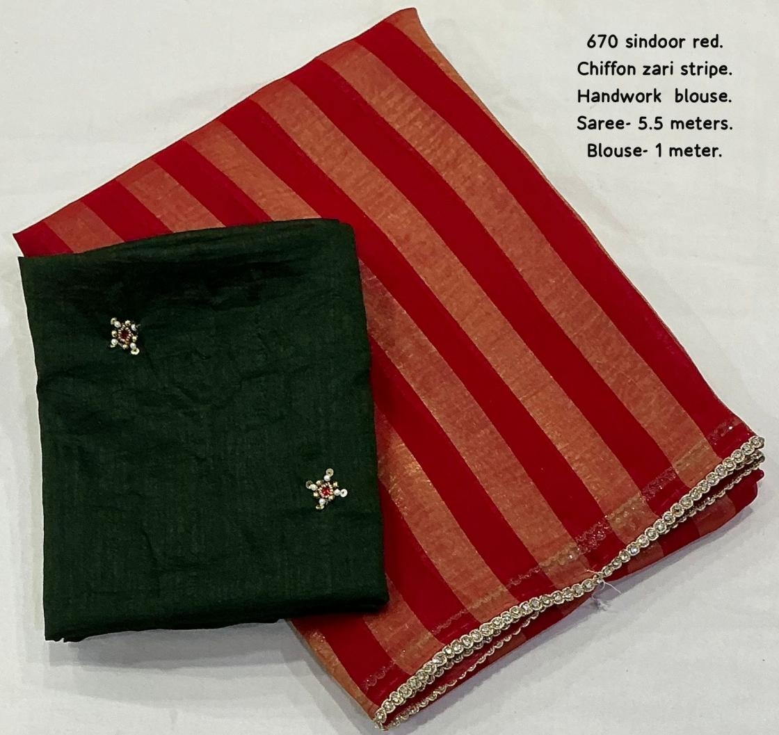 pr kc 670 zari chiffon attractive look saree in wholesale surat