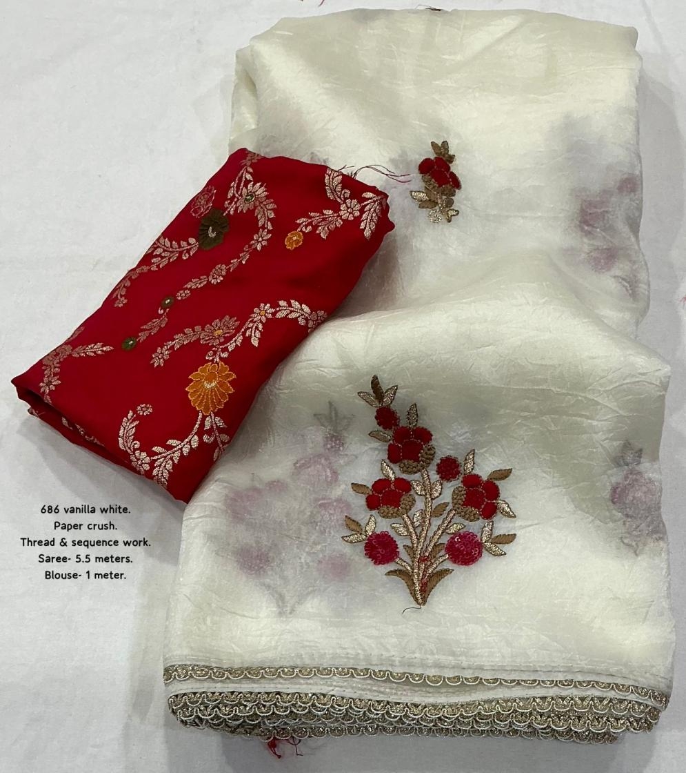 pr kc 686 paper crush trendy saree in wholesale surat