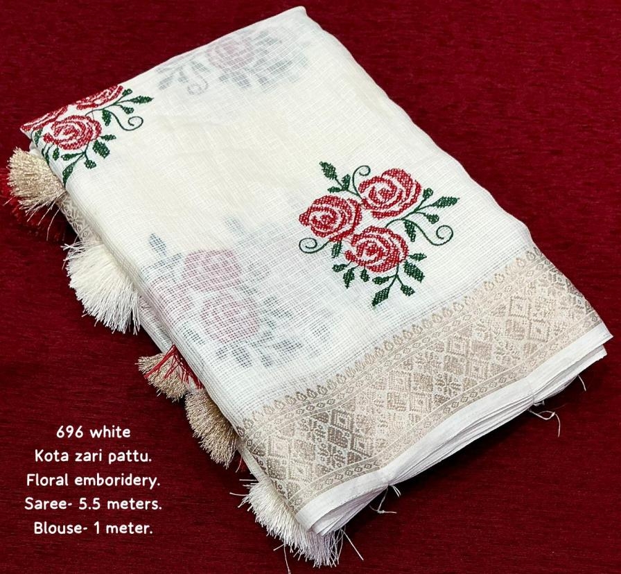 pr kc 696 kota doria zari pattu woven border best saree in wholesale surat