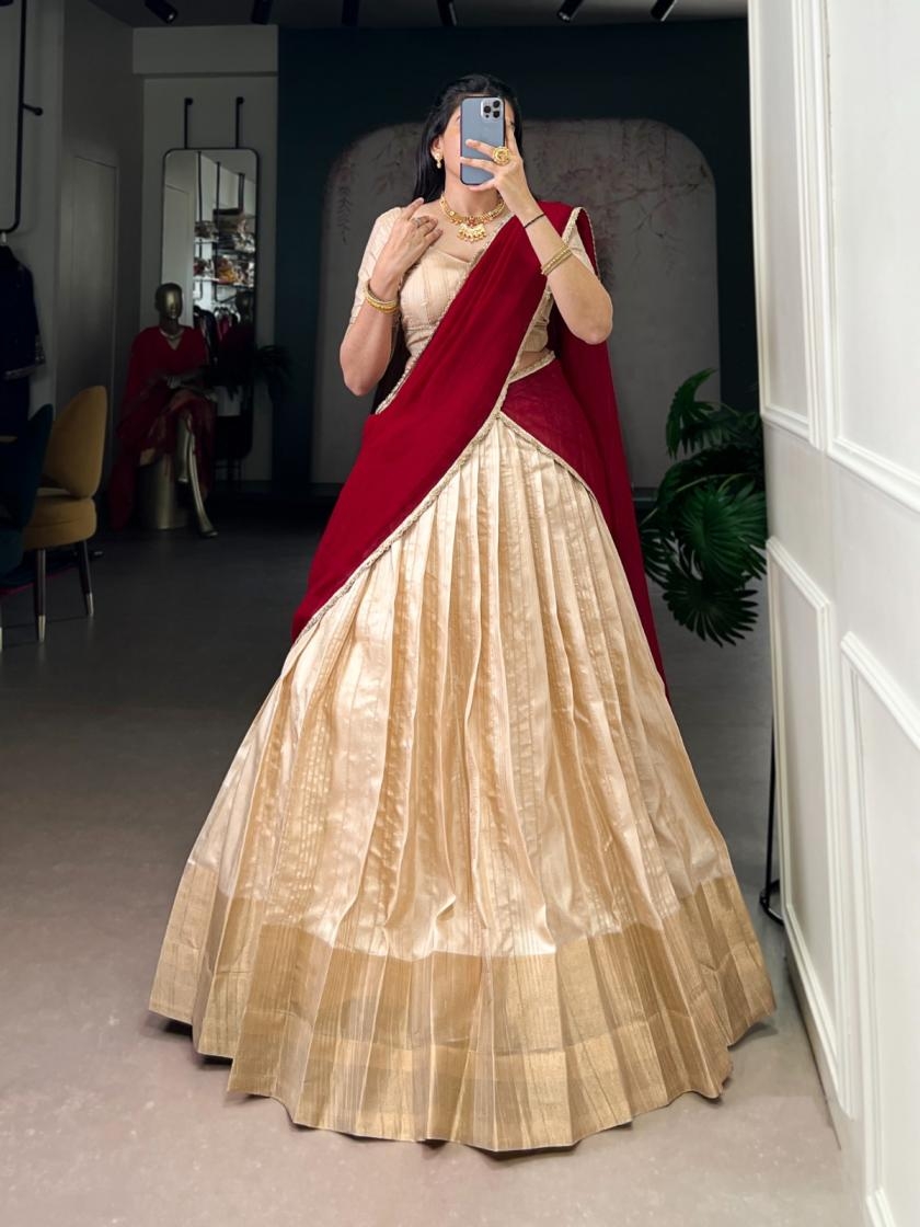 pr lnb1031 handloom zari waving work stitch lehenga unstitch choli in wholesale surat