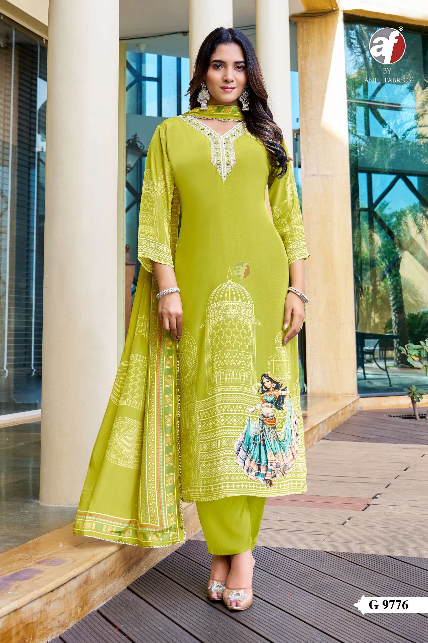 PURE NATURAL CREPE HEAVY HANDWORK KURTI PANT WITH DUPATTA IN WHOLESALE SURAT