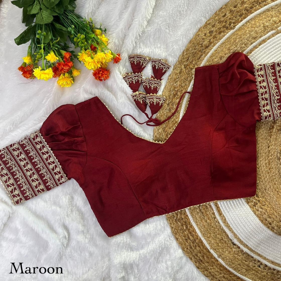 pushpa vol 2 by vichitra silk embroidery work readymade fancy blouse in wholesale surat