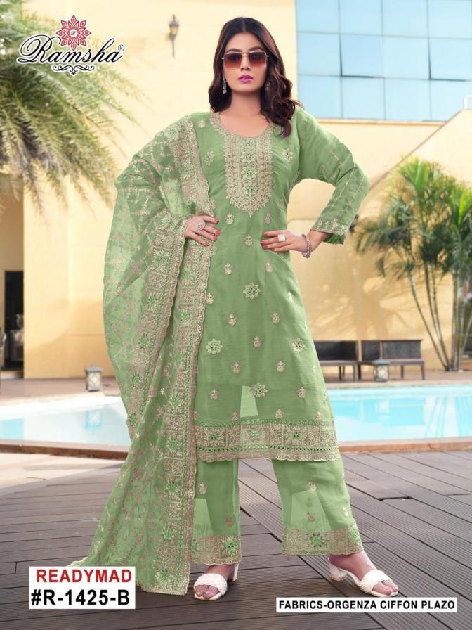 ramsha r 1425 A to D nx readymade organza chiffon pakistani salwar kameez in wholesale surat