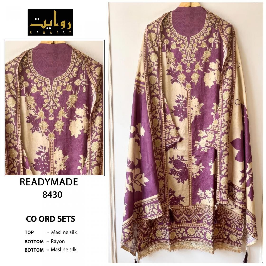 rawayat 8434 series 8426 to 8434 muslin with handwork readymade modern pakistani suit in wholesale surat