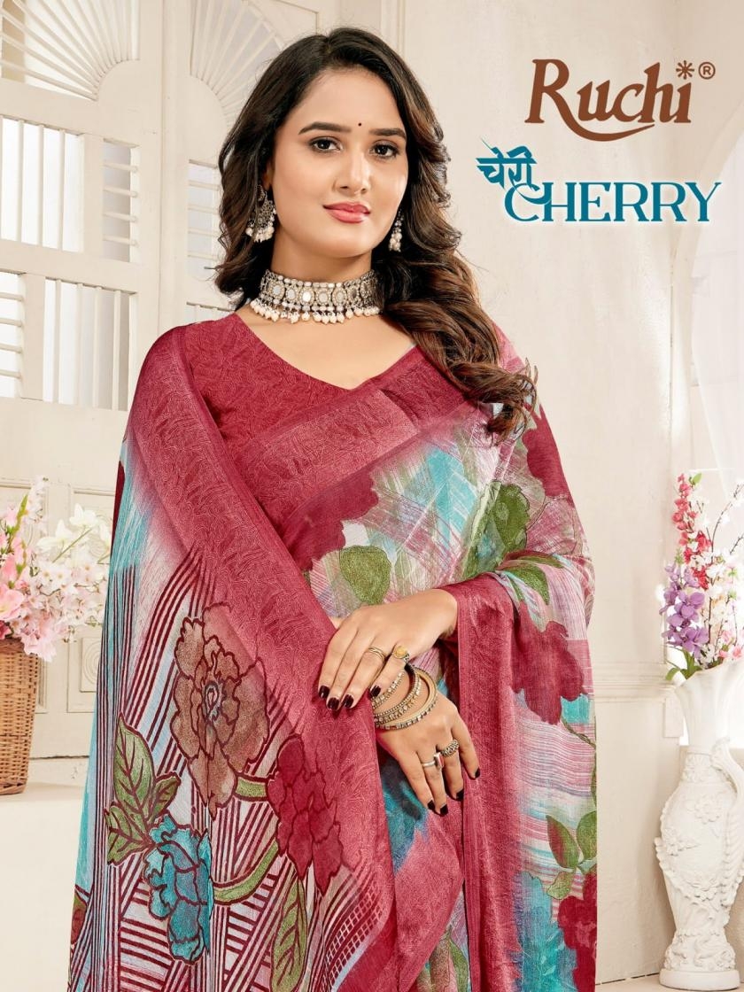 ruchi cherry vol 59 series 40317 A to 40317 F pretty look chiffon sarees in wholesale surat