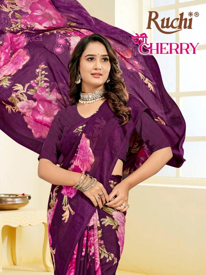 ruchi cherry vol 60 series 40318 A to 40318 F chiffon summer beauty sarees in wholesale surat