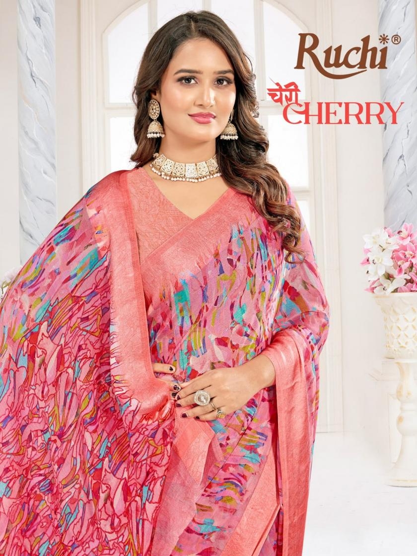 ruchi launch cherry vol 63 series 40321 A to 40321 F amazing chiffon saree in wholesale surat