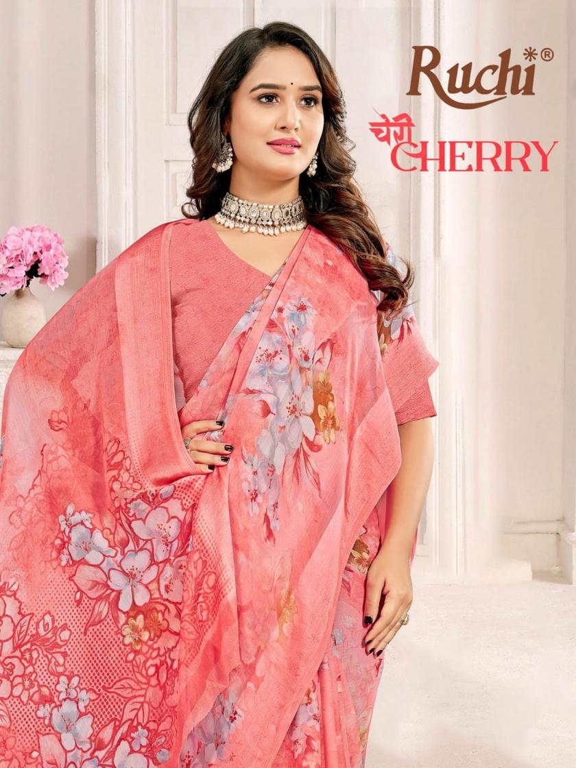 ruchi presents cherry vol 61 series 40319 A to 40319 F chiffon best saree in wholesale surat