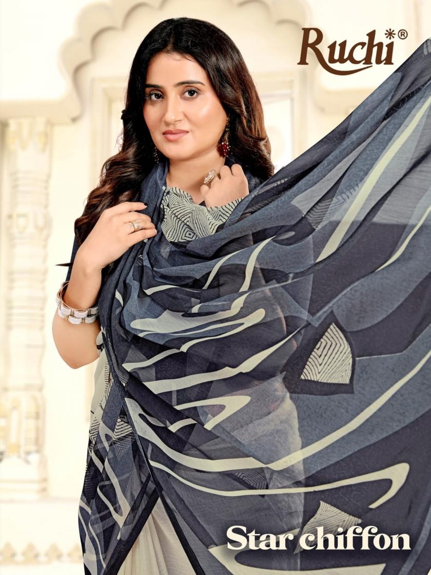 ruchi star chiffon vol 209 series 50201A to 50203 B casual saree in wholesale surat