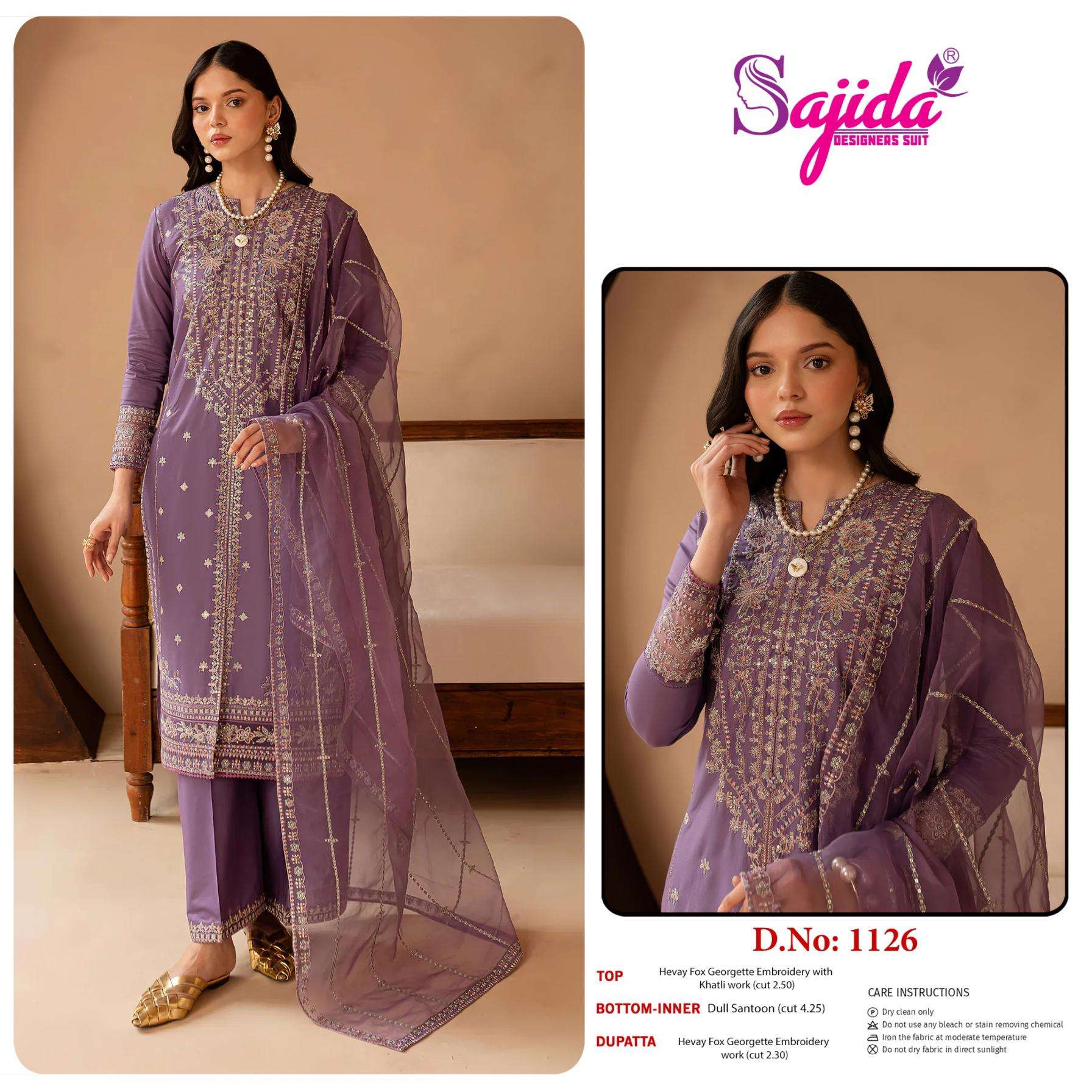 sajida designer 1126 readymade big size georgette single pakistani suit in wholesale surat