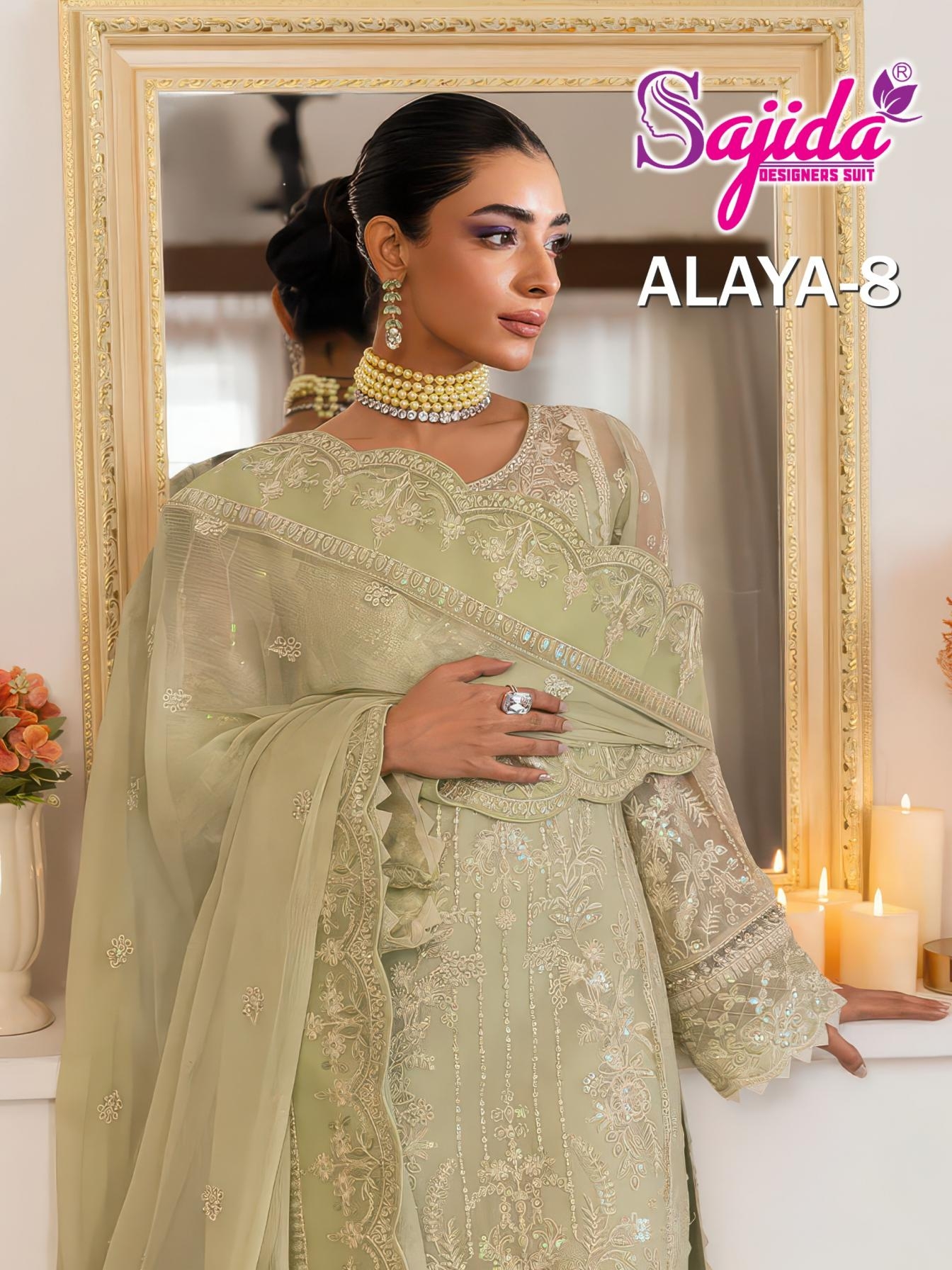 sajida designer alaya vol 8 series 1132 to 1134 fox georgette pakistani suits in wholesale surat