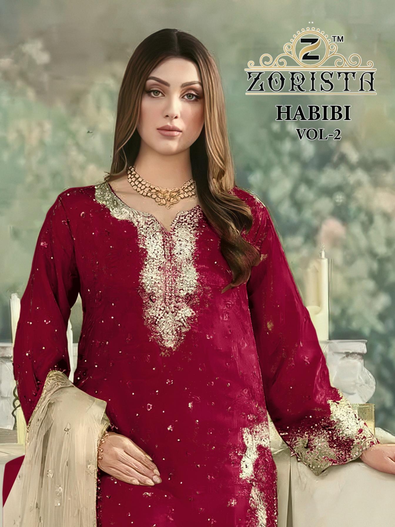 sajida habibi vol 2 series 10022-F-G-H-I-J-K zimmi choo readymade modern pakistani suit in wholesale surat