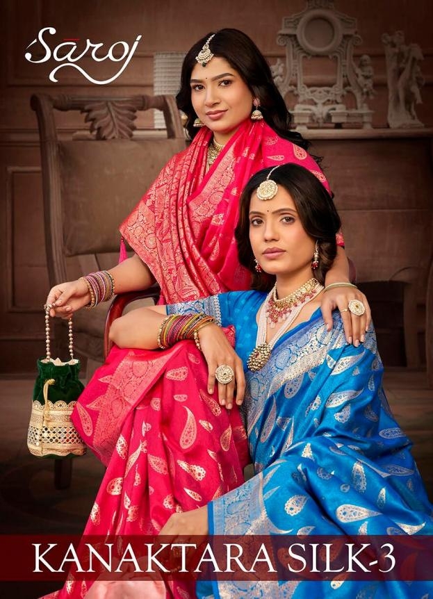 Saroj Kanaktara silk vol.3 series 3001 to 3006 50*600 Silk saree in wholesale surat