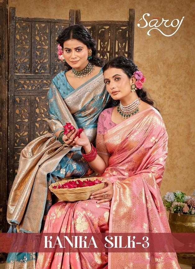 Saroj Kanika Silk vol.3 series 3001 to 3004 50*600 Silk rich pallu saree in wholesale surat