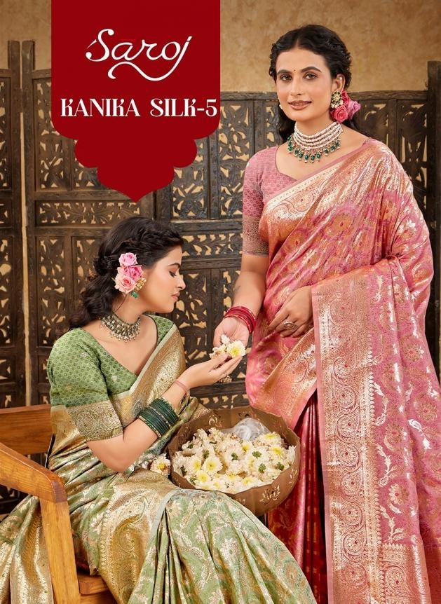 Saroj Kanika Silk vol.5 series 5001 to 5004 50*600 Silk rich pallu saree in wholesale surat
