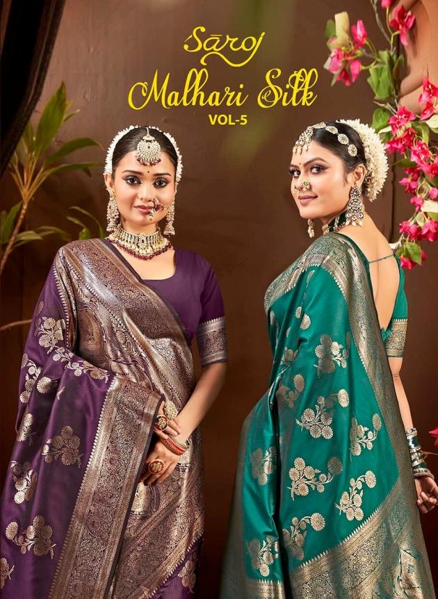 Saroj Malhari silk vol.5 series 1001 to 1006 50*600 silk saree in wholesale surat