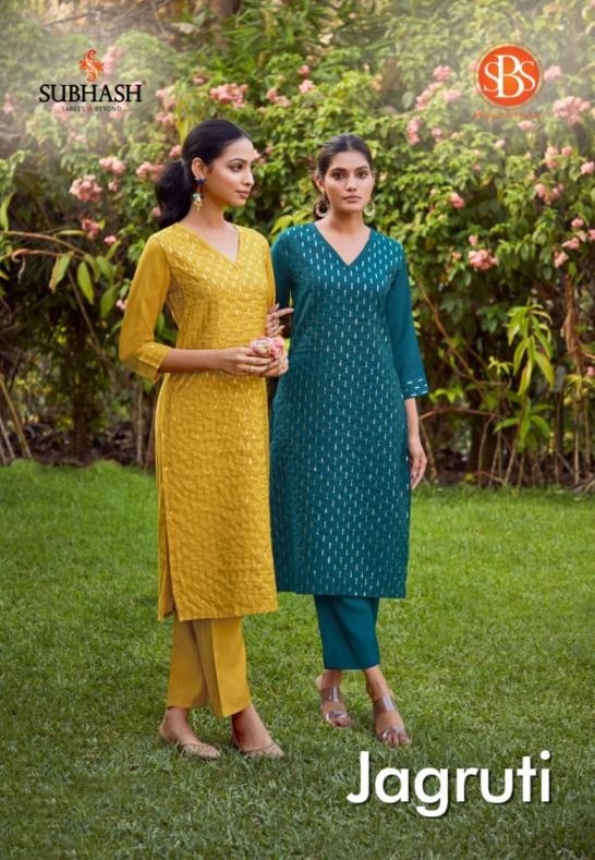 sbs fashion jagruti series 4817 to 4820 readymade stylish chanderi kurti with pant in wholesale surat