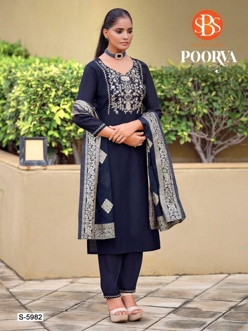 sbs subhash poorva series 5982 to 5984 roman silk fully stitch suit in wholesale surat