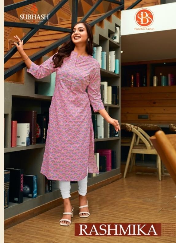 sbs subhash rashmika series 4625 to 4628 cotton readymade fancy long kurti in wholesale surat