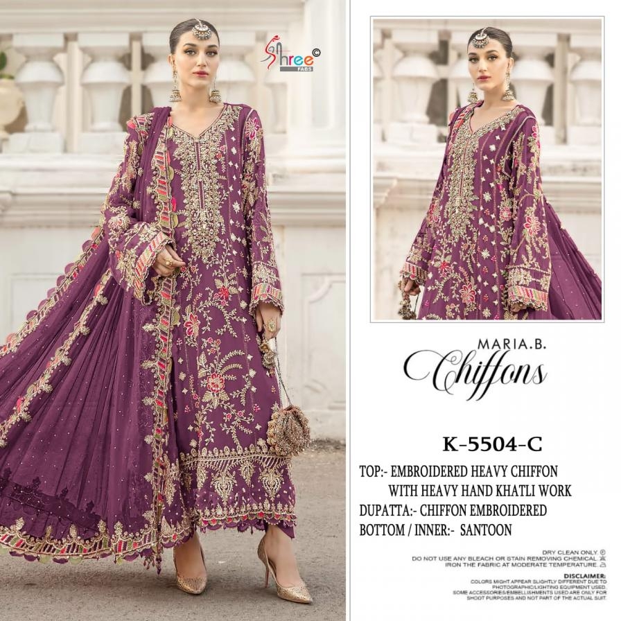 shree fabs 5504 chiffon pakistani suits in wholesale surat