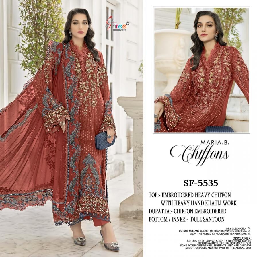 shree fabs 5535 A to D colour chiffon stylish pakistani suits in wholesale surat