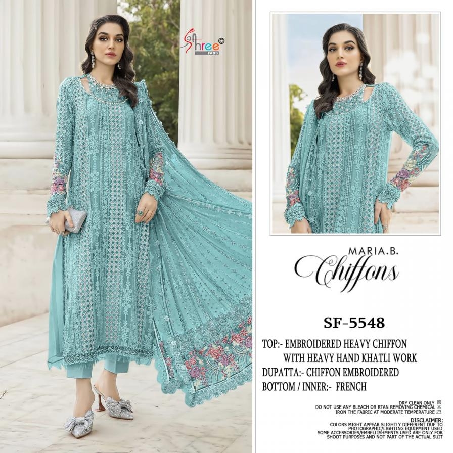 shree fabs 5548 A to D chiffon hit design pakistani salwar kameez in wholesale surat