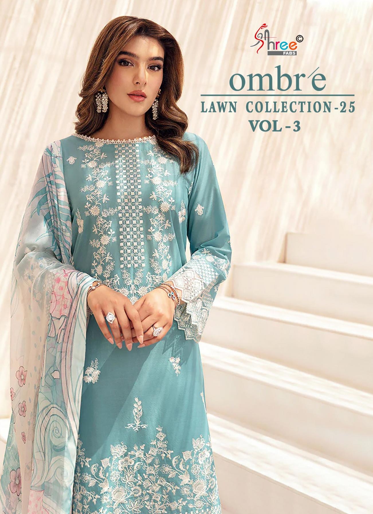 shree fabs ombre lawn collection 26 vol 3 series 3781 to 3786 cotton pakistani salwar kameez in wholesale surat