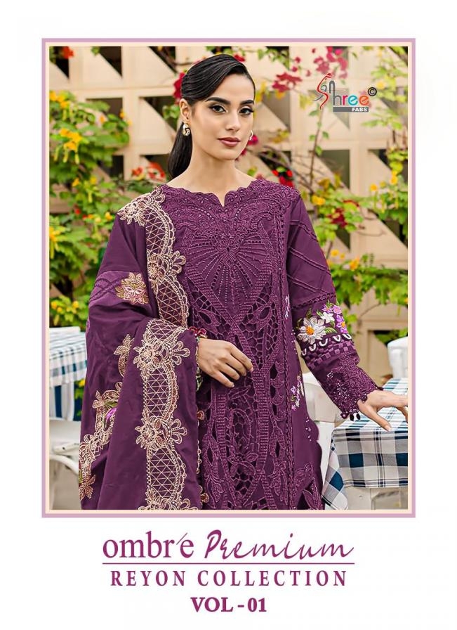 shree fabs ombre premium reyon collection vol 1 series 4076 to 4080 viscose rayon pakistani suit in wholesale surat