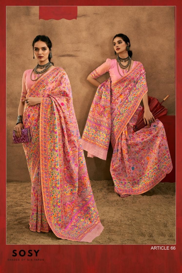 sosy presents chinar pashmina vol 3 series 61 to 66 party wear modal cotton sarees in wholesale surat