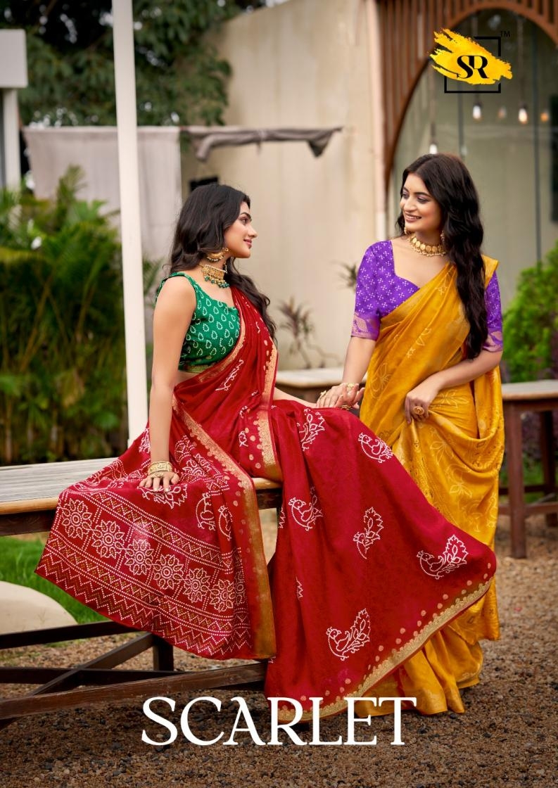sr presents scarlet series 101 to 110 jacquard classic look saree in wholesale surat