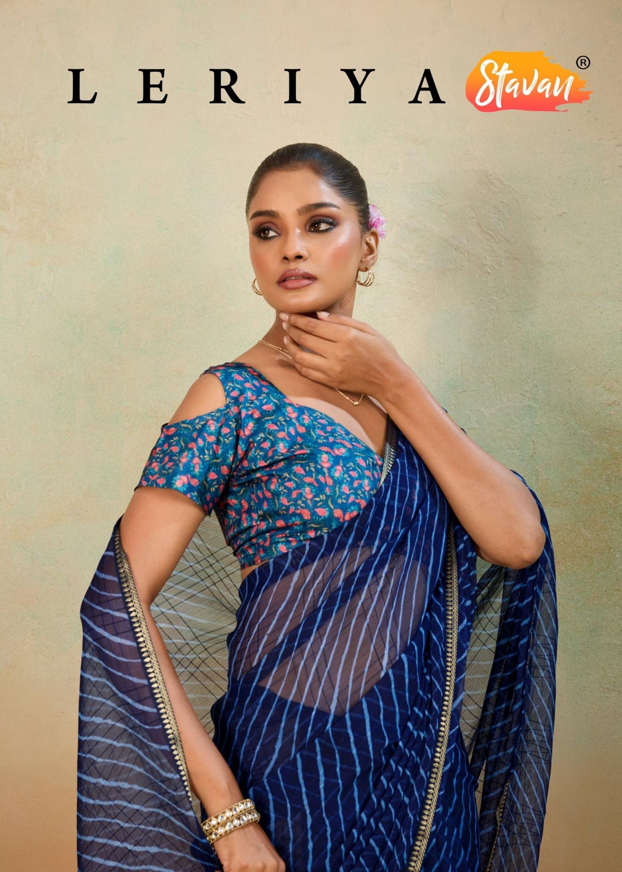 stavan leriya series 1001 to 1010 chiffon colour addition saree in wholesale surat