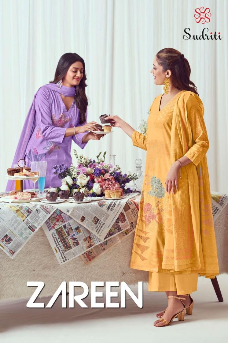 sudriti zareen series 732 to 742 cotton lawn salwar kameez in wholesale surat