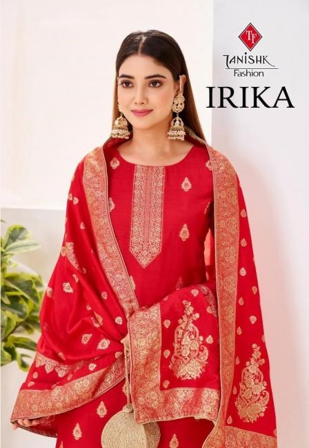 tanishk fashion irika series 1401 to 1404 muslin jacquard salwar kameez in wholesale surat