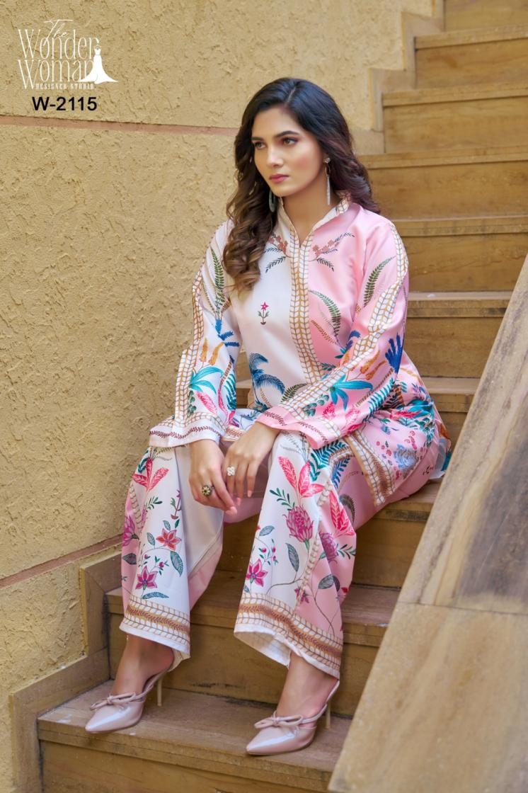 the wonder women series 2108 to 2128 designer imported satin fully pakistani stitch combo co-ord sets in wholesale surat