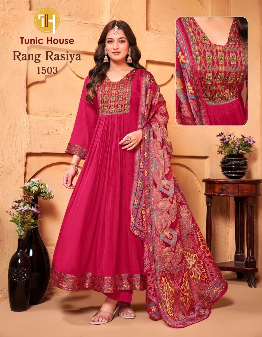 TUNIC HOUSE SERIES 1501 to 1503 FANCY DESIGNER FLAIR READYMADE SUIT IN WHOLESALE SURAT