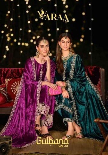 varaa fab gulbana series 1701 to 1704 viscose velvet stylish winter salwar kameez in wholesale surat