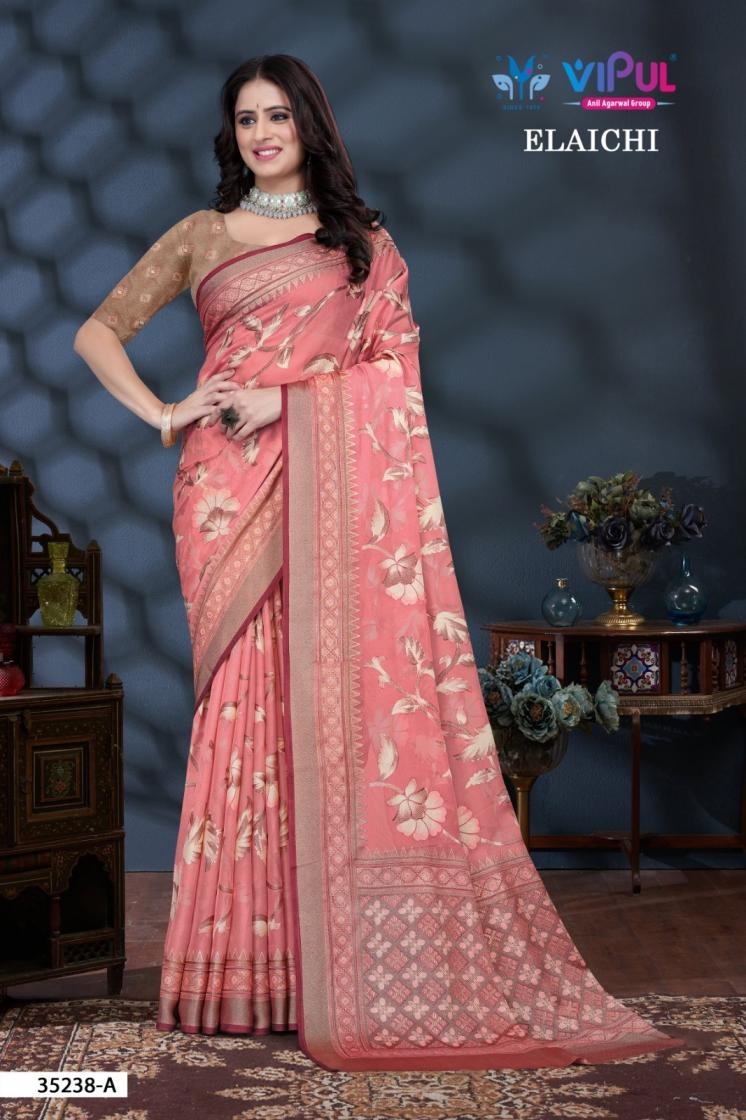 vipul 35238 A to D shop trendy brasso sarees in wholesale surat