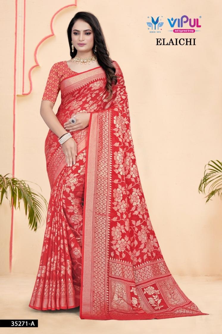 vipul 35271 A to D brasso trendy sarees in wholesale surat