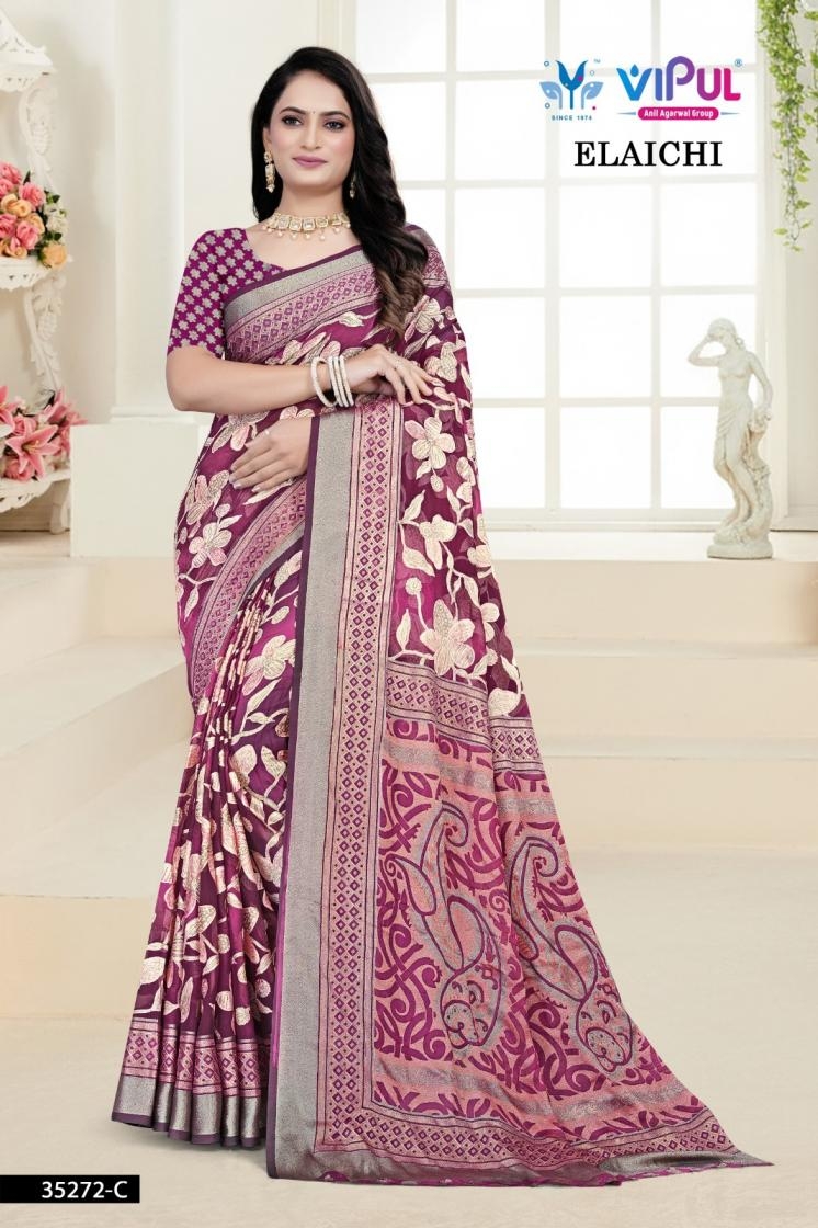 vipul 35272 A to D unique colours brasso sarees in wholesale surat