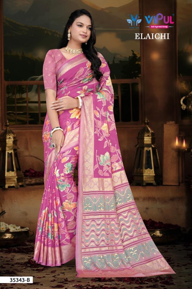 vipul 35343 A to D hit design brasso sarees in wholesale surat