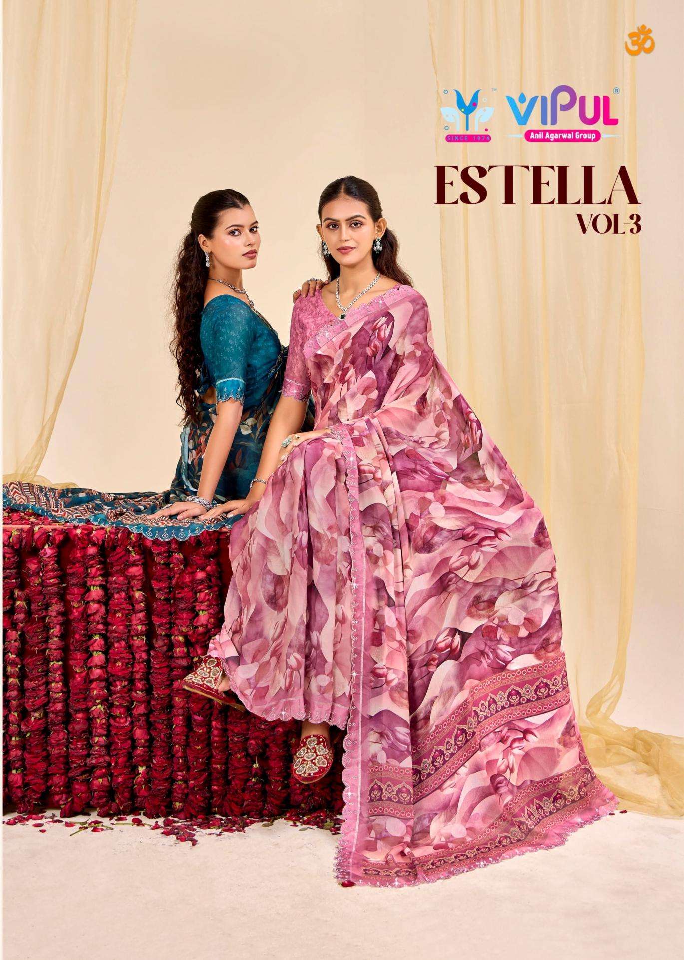 vipul estella vol 3 series 92403 to 92414 amazing dal moss fancy saree in wholesale surat