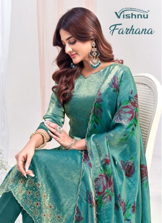 vishnu farhana series 54001 to 54009 frendy silk sarvoshki work suit in wholesale surat