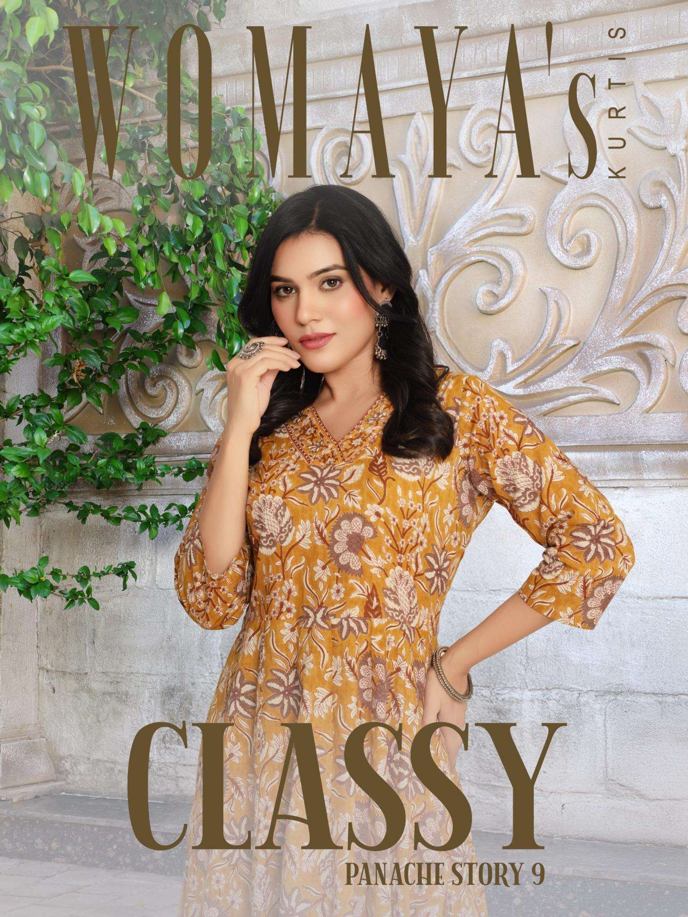 womayas classy panache story vol 9 series 8831 to 8834 cotton fully stitch gown style suit in wholesale surat