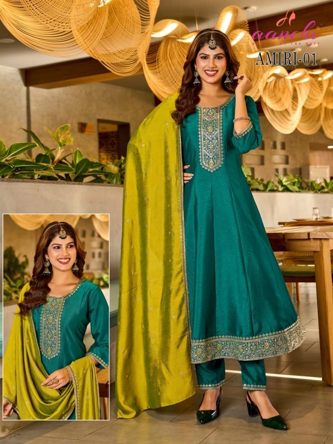 aanchi amiri series 01-02 vichitra silk wholesale suit in surat