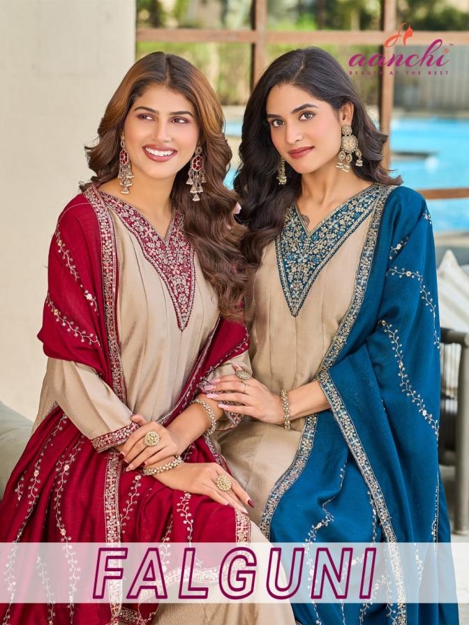 aanchi falguni VICHITRA SILK FANCY EMBROIDERY suit in surat 