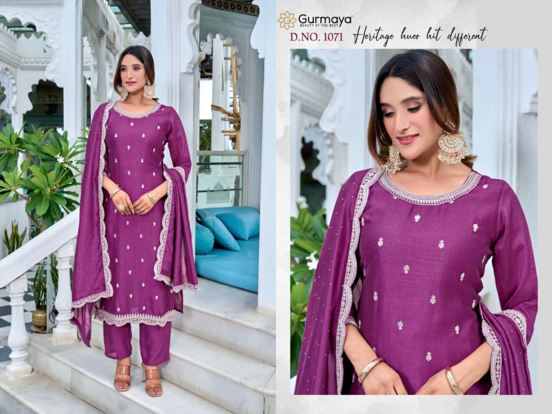 aanchi gurmaya series 1070 & 1071 vichitra silk wholesale readymade suit in surat