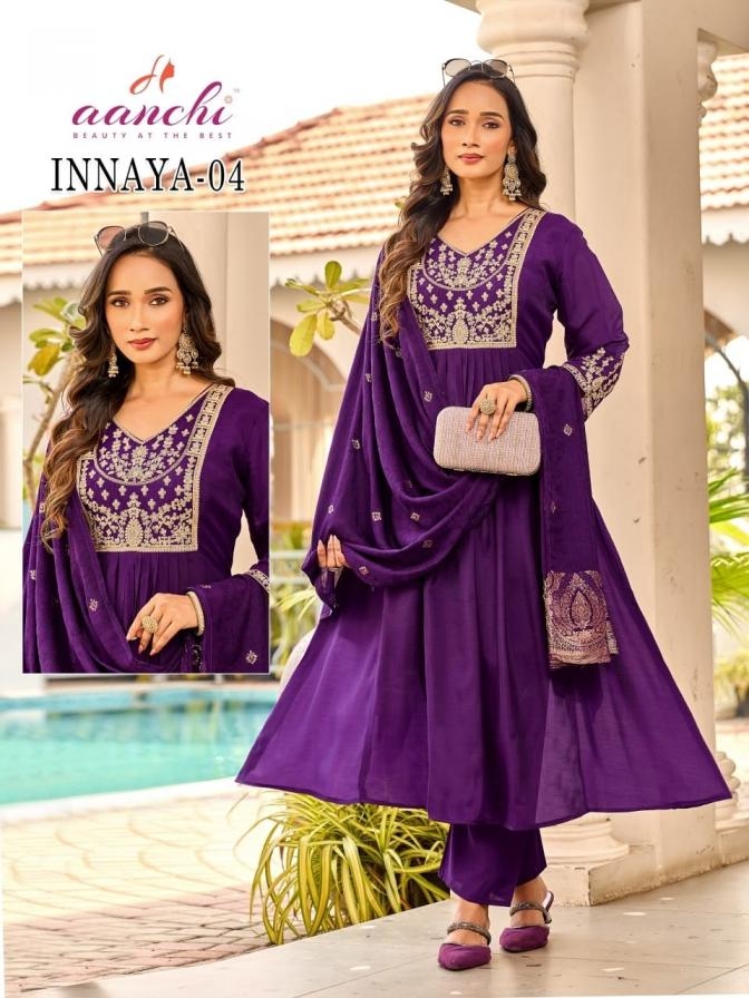 aanchi innaya series 01-04 full stitch mul chanderi wholesale suit 