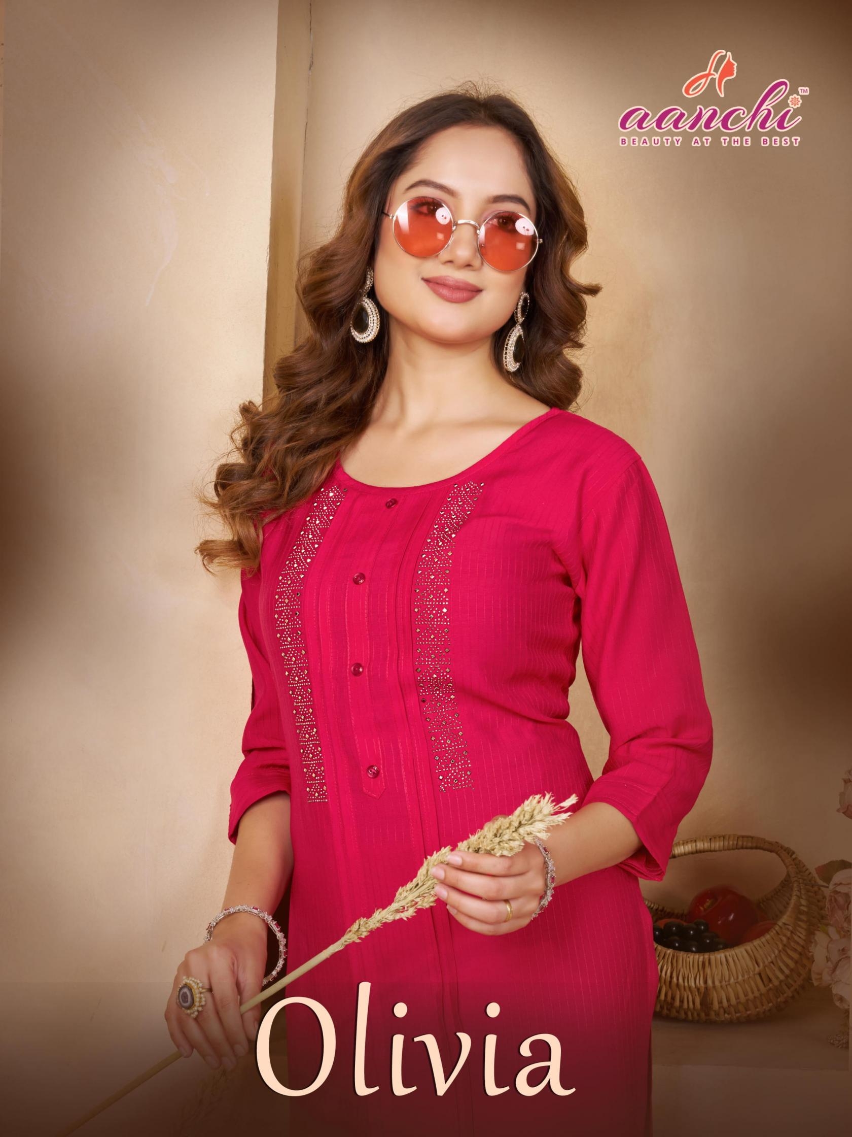 aanchi olivia series 1001-1006 FANCY FABRIC wholesale kurti
