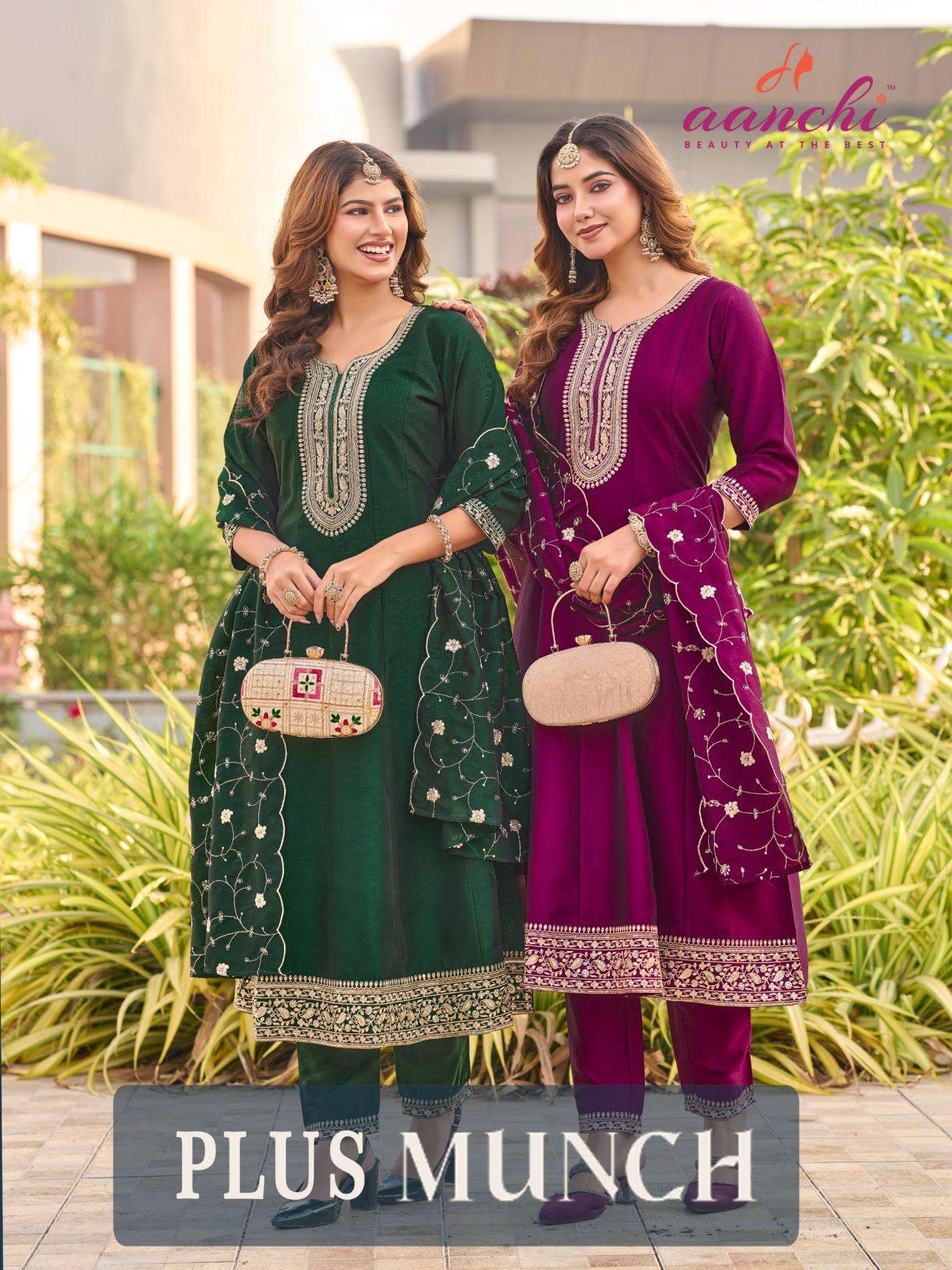 aanchi plus munch crystal silk wholesale readymade suit in surat