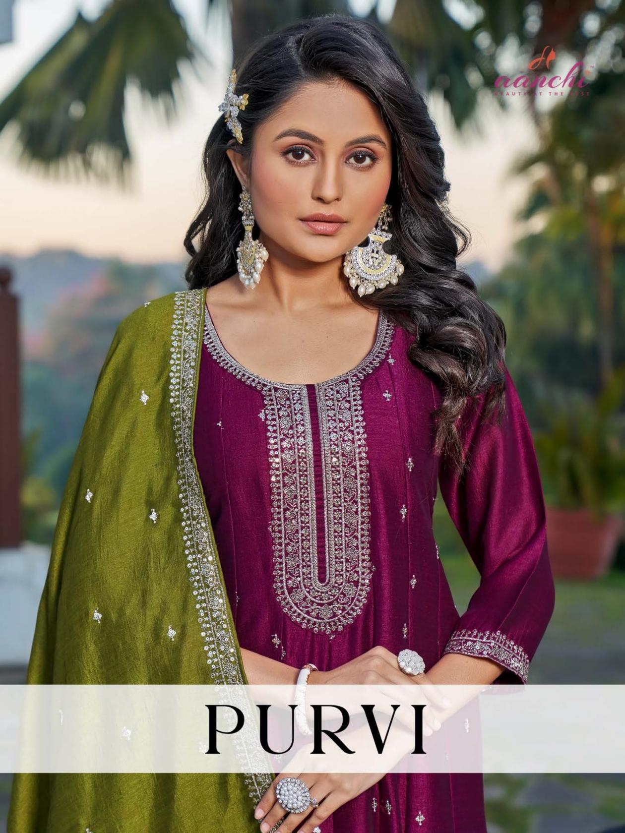aanchi purvi series 01-04 vichitra silk readymade wholesale suit in surat 
